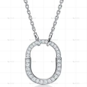 小号白金满钻LOCK项链