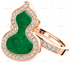 WULU戒指玫瑰金钻石翡翠