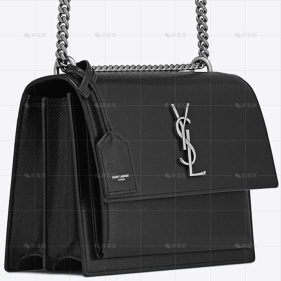 SUNSET中号银链树皮纹手袋