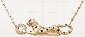猎豹吊坠项链镶钻黄金