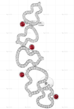 WULU耳环白金钻石红宝石