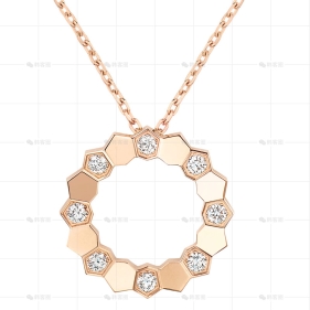 爱巢小号项链玫瑰金钻石