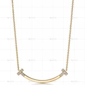 中号黄金边钻笑脸项链