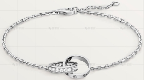 LOVE白金手链半钻2.6MM