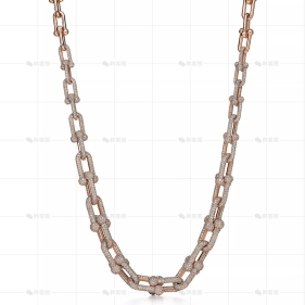 18寸玫瑰金渐变链环项链满钻