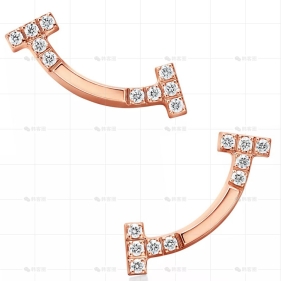 玫瑰金边钻笑脸耳环