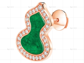 WULU耳环玫瑰金钻石翡翠小号