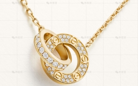 LOVE双环镶钻黄金项链7.6MM