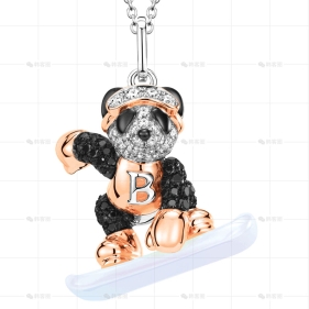 BOBO项链玫瑰金白金钻石珍珠母贝
