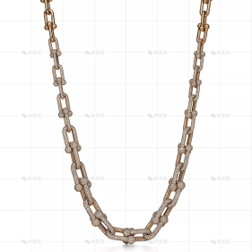 18寸黄金渐变链环项链满钻