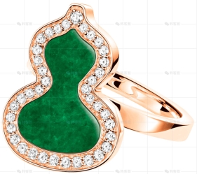 WULU戒指玫瑰金钻石翡翠