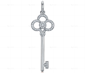 中号白金镶钻皇冠吊坠