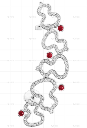 WULU耳环白金钻石红宝石