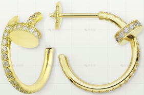 小号耳环黄金镶钻16.3MM