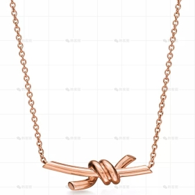 小号玫瑰金无钻结绳项链