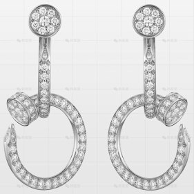 双圈耳环白金镶钻30.5MM