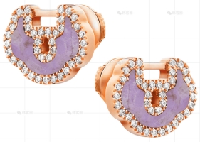YUYI耳环玫瑰金钻石紫翡翠