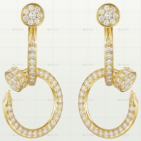 双圈耳环黄金镶钻30.5MM