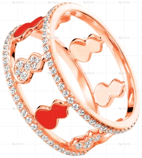 WULU戒指玫瑰金钻石陶瓷