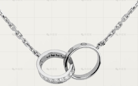 LOVE双环镶钻白金项链
