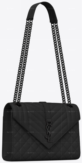 ENVELOPE中号粒面黑链手袋