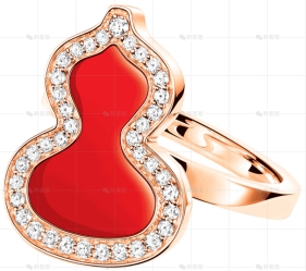 WULU戒指玫瑰金钻石红玛瑙