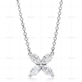 中号铂金满钻花瓣项链