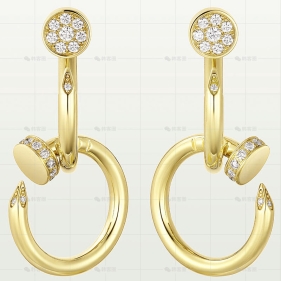 双圈耳环黄金镶钻30.5MM