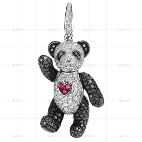 BOBO吊坠白金钻石红宝石