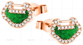 YUYI耳环玫瑰金钻石翡翠