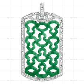 WULU吊坠白金钻石翡翠