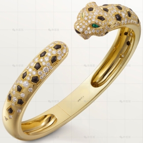 猎豹手镯中号黄金镶钻