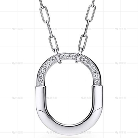 中号白金半钻LOCK项链