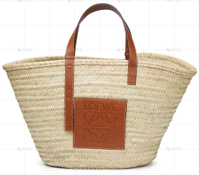 大号棕榈叶和牛皮革BASKET手袋