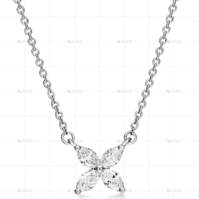 小号铂金满钻花瓣项链