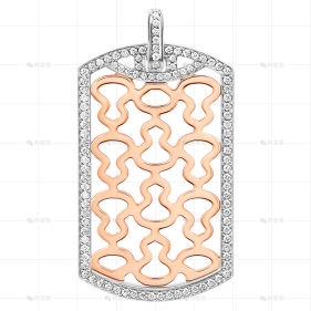 WULU吊坠玫瑰金白金钻石