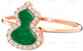 WULU戒指玫瑰金钻石翡翠