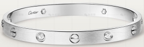LOVE宽版4钻白金手镯拉丝双开6.1MM