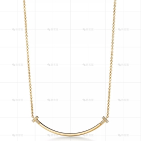 小号黄金边钻笑脸项链