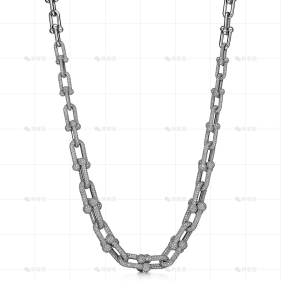 18寸白金渐变链环项链满钻