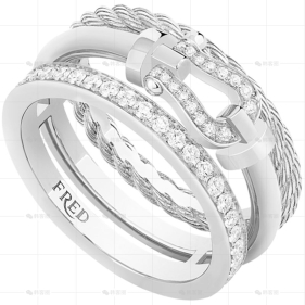 戒指白金镶钻8MM