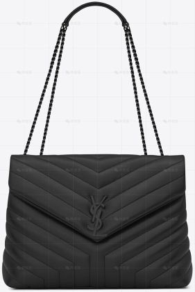 LOULOU中号黑链绗缝皮革手袋