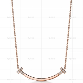 中号玫瑰金边钻笑脸项链