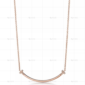 小号玫瑰金边钻笑脸项链