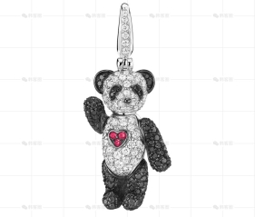 BOBO吊坠白金钻石红宝石