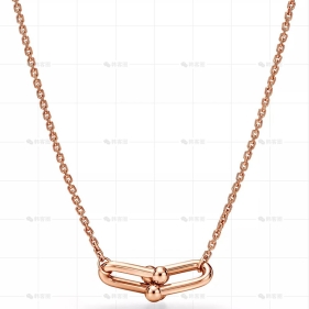 小号玫瑰金无钻单链环项链