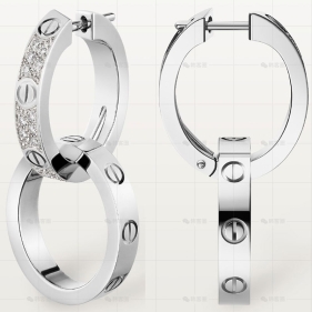 LOVE白金耳环镶钻29.4MM