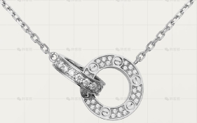 LOVE双环镶钻白金项链