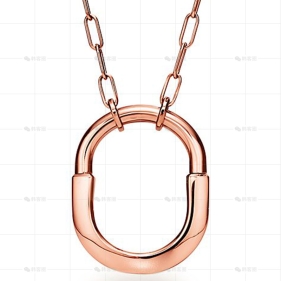 中号玫瑰金无钻LOCK项链