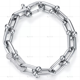 大号白金镶钻链环手链